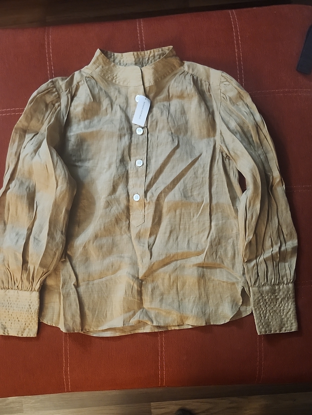 Banana Republic Tan Pop Over Half Button Up Shirt